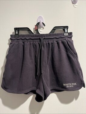 White Fox Boutique Charcoal Waffle Drawstring Shorts